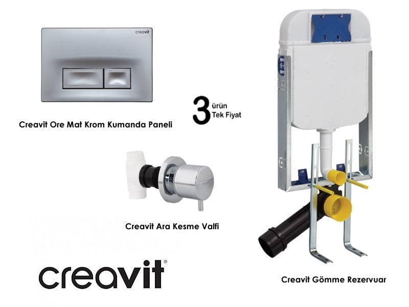 Creavit Gömme Rezervuar Seti (Buton ve Ara Kesme Valf Dahil)