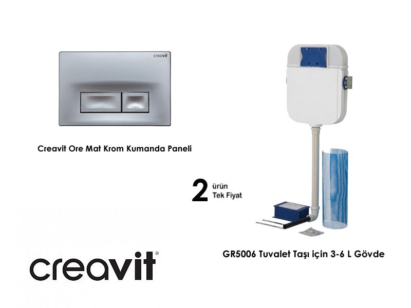 Creavit Gömme Rezervuar Seti Tuvalet Taşı için (Buton Dahil)